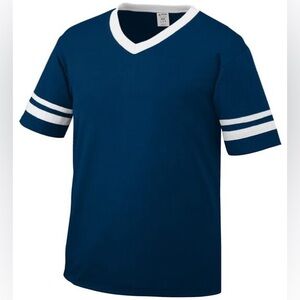 Augusta‎ sportswear adult XL blue white stripe Jersey unisex sport v-neck NWOT